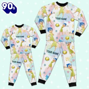 Custom Disney Inside Out Joy Yellow Color Pajamas Set - Family Disneyland Matching Pajamas Set