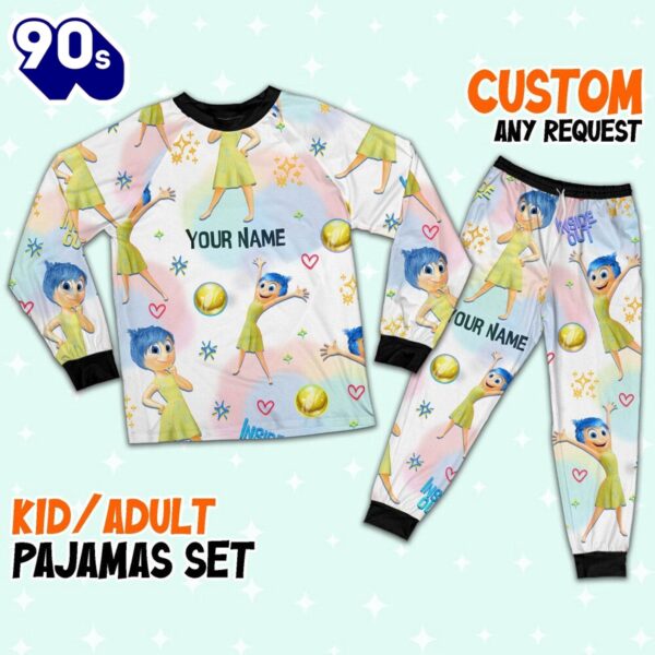 Custom Disney Inside Out Joy Yellow Color Pajamas Set – Family Disneyland Matching Pajamas Set