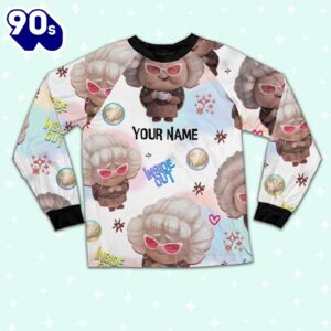 Custom Disney Inside Out Nostalgia Beige Pajamas Set - Movie Cartoon Holiday Pajamas