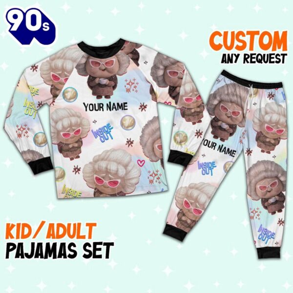 Custom Disney Inside Out Nostalgia Beige Pajamas Set – Movie Cartoon Holiday Pajamas