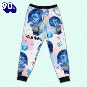 Custom Disney Inside Out Sadness Blue Color Pajamas Set - Movie Cartoon Holiday Pajamas