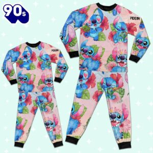 Custom Disney Lilo and Stitch Hot Colorful Pajamas Set - Movie Cartoon Holiday Pajamas