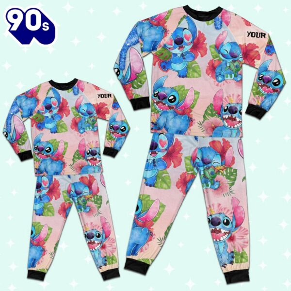 Custom Disney Lilo and Stitch Hot Colorful Pajamas Set – Movie Cartoon Holiday Pajamas