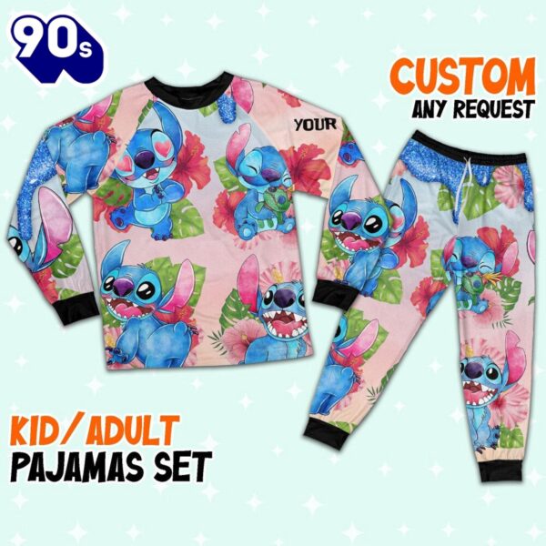 Custom Disney Lilo and Stitch Hot Colorful Pajamas Set – Movie Cartoon Holiday Pajamas