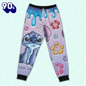 Custom Disney Lilo and Stitch Inflated Colorfull Pajamas - Movie Cartoon Holiday Pajamas