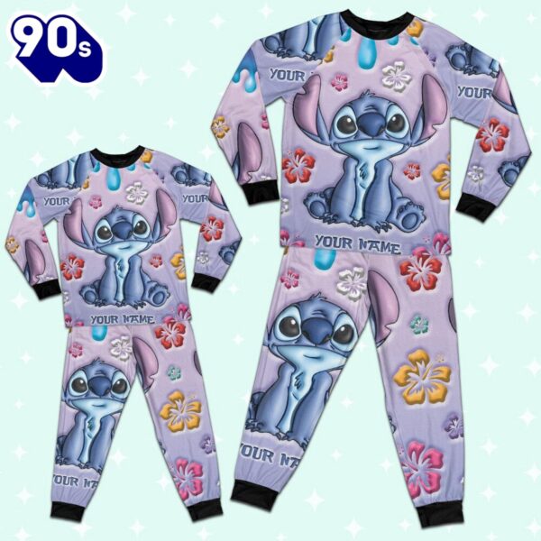 Custom Disney Lilo and Stitch Inflated Colorfull Pajamas – Movie Cartoon Holiday Pajamas