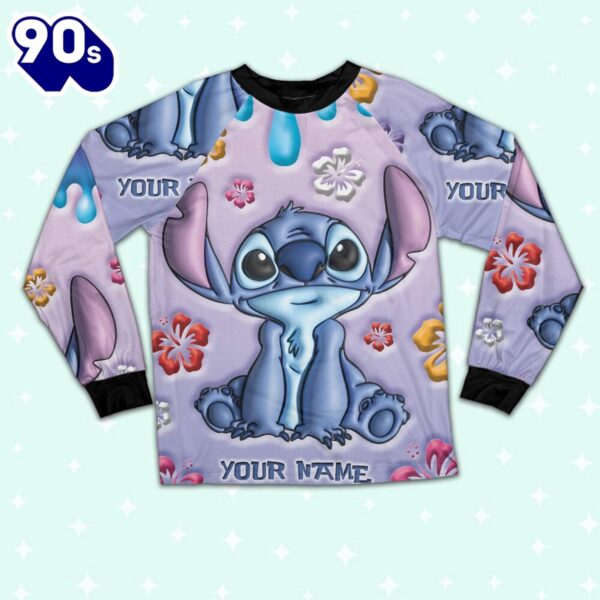 Custom Disney Lilo and Stitch Inflated Colorfull Pajamas – Movie Cartoon Holiday Pajamas