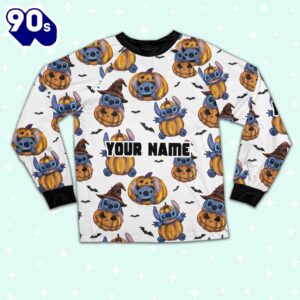 Custom Disney Lilo and Stitch Pumpkin Simple Pajamas - Movie Cartoon Holiday Pajamas