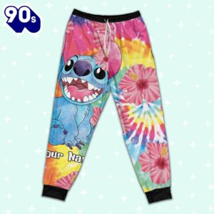 Custom Disney Lilo and Stitch Tie Dye Colorfull Pajamas - Movie Cartoon Holiday Pajamas