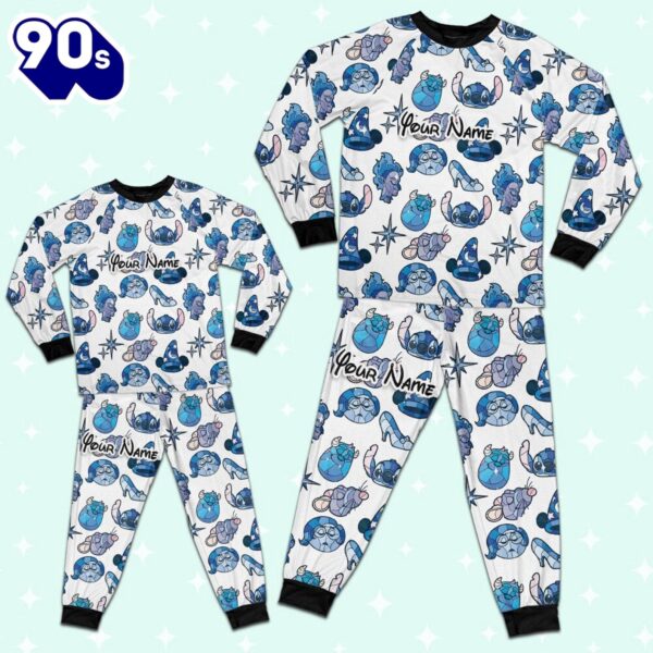 Custom Disney Magic Characters Blue Team Pajamas – Movie Cartoon Holiday Pajamas