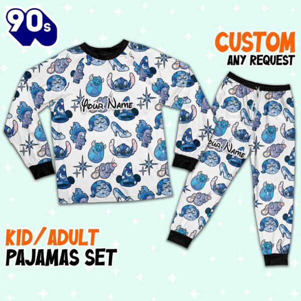 Custom Disney Magic Characters Blue Team Pajamas – Movie Cartoon Holiday Pajamas