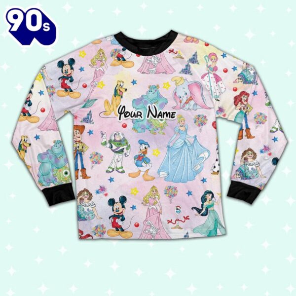 Custom Disney Magic Characters Colorful Team Pajamas – Movie Cartoon Holiday Pajamas