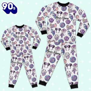 Custom Disney Magic Characters Purple Team Pajamas - Movie Cartoon Holiday Pajamas