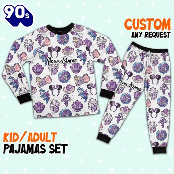 Custom Disney Magic Characters Purple Team Pajamas – Movie Cartoon Holiday Pajamas