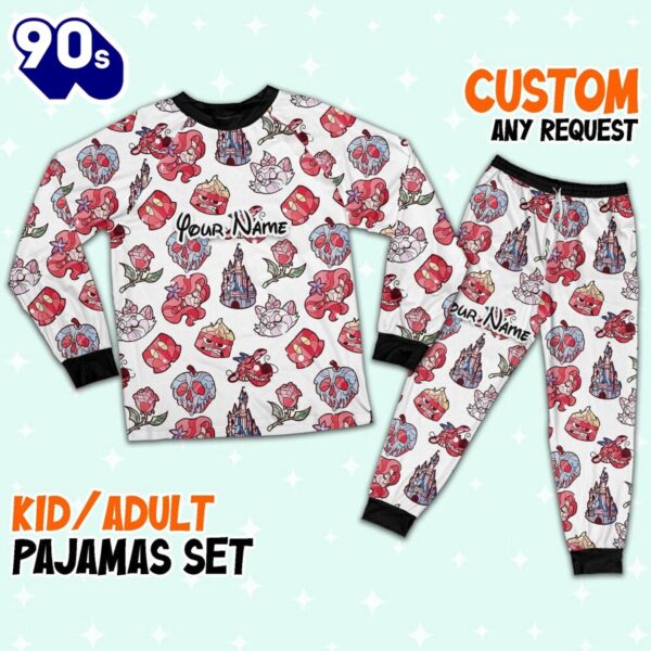 Custom Disney Magic Characters Red Team Pajamas – Movie Cartoon Holiday Pajamas