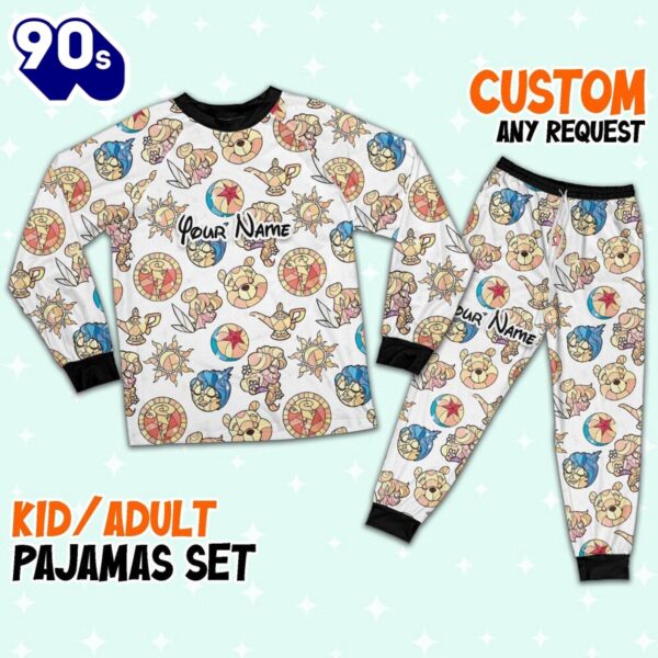 Custom Disney Magic Characters Yellow Team Pajamas – Movie Cartoon Holiday Pajamas