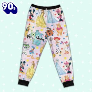 Custom Disney Magical Characters Colorful Team Pajamas Set - Movie Cartoon Holiday Pajamas