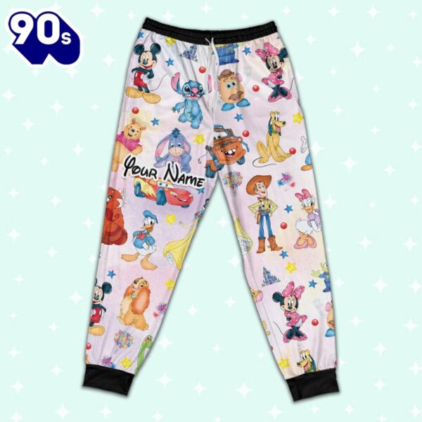 Custom Disney Magical Characters Fun Colorful Team Pajamas Set – Movie Cartoon Holiday Pajamas