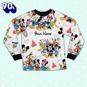 Custom Disney Mickey and Friends Colorful Pajamas Set - Movie Cartoon Holiday Pajamas