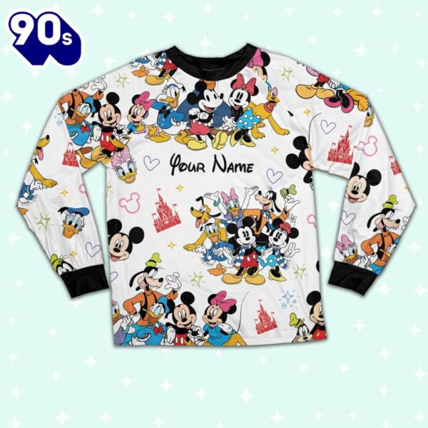 Custom Disney Mickey and Friends Colorful Pajamas Set – Movie Cartoon Holiday Pajamas