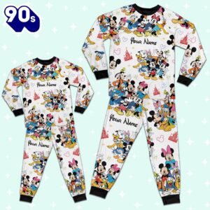 Custom Disney Mickey and Friends Colorful Pajamas Set - Movie Cartoon Holiday Pajamas