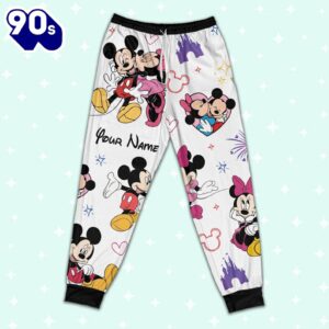 Custom Disney Mickey and Minnie Colorful Pajamas Set - Movie Cartoon Holiday Pajamas