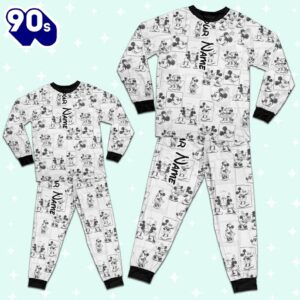 Custom Disney Mickey and Minnie Love Pajamas Set - Movie Cartoon Holiday Pajamas