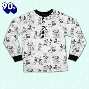 Custom Disney Mickey and Minnie Love Pajamas Set - Movie Cartoon Holiday Pajamas