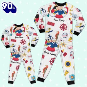 Custom Disney Mickey Cruise Trip Colorful Pajamas Set - Movie Cartoon Holiday Pajamas