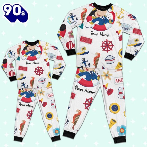 Custom Disney Mickey Cruise Trip Colorful Pajamas Set – Movie Cartoon Holiday Pajamas