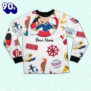 Custom Disney Mickey Cruise Trip Colorful Pajamas Set - Movie Cartoon Holiday Pajamas