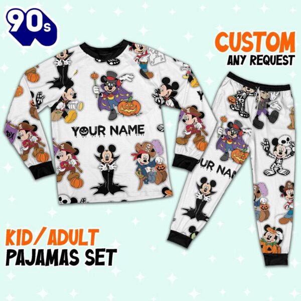 Custom Disney Mickey Halloween Cosplay Simple Pajamas Set – Movie Cartoon Holiday Pajamas