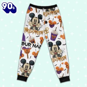 Custom Disney Mickey Halloween Pumpkin Simple Pajamas Set - Movie Cartoon Holiday Pajamas