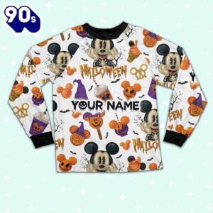 Custom Disney Mickey Halloween Pumpkin Simple Pajamas Set - Movie Cartoon Holiday Pajamas