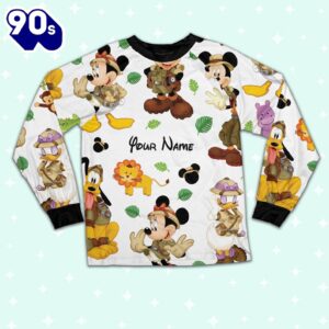 Custom Disney Mickey Safari Colorful Pajamas Set - Movie Cartoon Holiday Pajamas