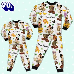 Custom Disney Mickey Safari Colorful Pajamas Set - Movie Cartoon Holiday Pajamas