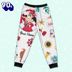 Custom Disney Minnie Cruise Trip Colorful Pajamas Set - Movie Cartoon Holiday Pajamas