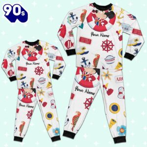 Custom Disney Minnie Cruise Trip Colorful Pajamas Set - Movie Cartoon Holiday Pajamas