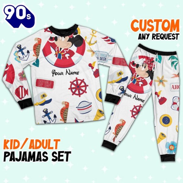 Custom Disney Minnie Cruise Trip Colorful Pajamas Set – Movie Cartoon Holiday Pajamas