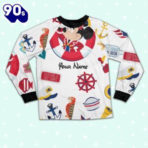 Custom Disney Minnie Cruise Trip Colorful Pajamas Set - Movie Cartoon Holiday Pajamas