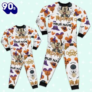 Custom Disney Minnie Halloween Pumpkin Simple Pajamas - Movie Cartoon Holiday Pajamas