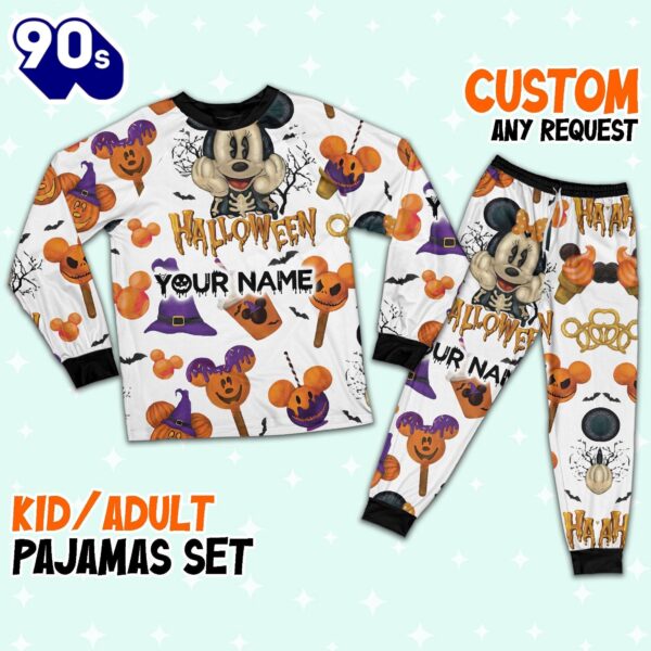 Custom Disney Minnie Halloween Pumpkin Simple Pajamas – Movie Cartoon Holiday Pajamas