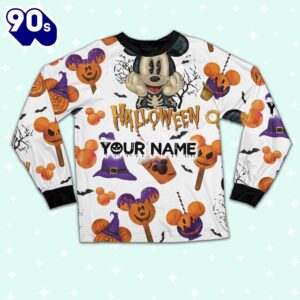 Custom Disney Minnie Halloween Pumpkin Simple Pajamas - Movie Cartoon Holiday Pajamas