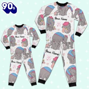 Custom Disney Mother Day Dumbo and Jumbo Colorful Pajamas - Movie Cartoon Holiday Pajamas