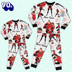 Custom Disney Mother Day Elastigirl the Incredibles Colorful Pajamas - Family Disneyland Matching Pajamas Set