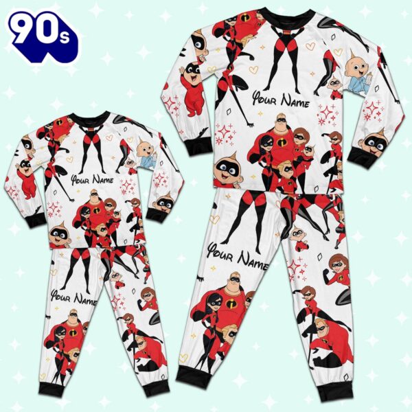 Custom Disney Mother Day Elastigirl the Incredibles Colorful Pajamas – Family Disneyland Matching Pajamas Set