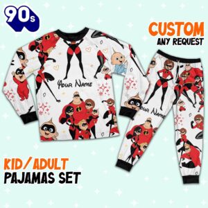 Custom Disney Mother Day Elastigirl the Incredibles Colorful Pajamas – Family Disneyland Matching Pajamas Set