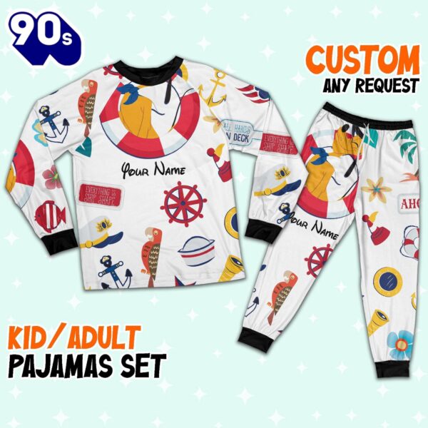 Custom Disney Pluto Cruise Trip Colorful Pajamas – Movie Cartoon Holiday Pajamas