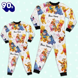 Custom Disney Pooh and Friends Colorful Pajamas - Movie Cartoon Holiday Pajamas