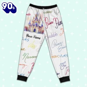 Custom Disney Prince Signatures Colorful Pajamas - Movie Cartoon Holiday Pajamas